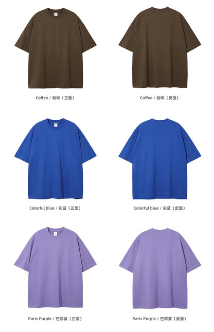 ZODF 2025 Spring Summer Men Solid 100% Cotton T-Shirts Unisex Women Loose 230gsm Noshrink Basic T Shirt Brand Tops HY0151