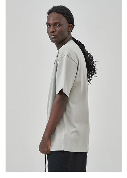 ZODF New Summer Men 275gsm Cotton T Shirts Unisex Women High Street Oversized FG Noshrink Solid T-Shirt Streetwears HY0152