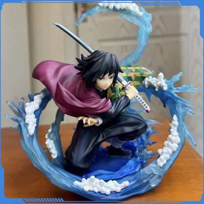 17cm Demon Slayer Anime Tomioka Giyuu Action Figure Water Breathing Statue Figurine Model Collection Room Decora Desk Toys Gift