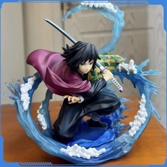 17cm Demon Slayer Anime Tomioka Giyuu Action Figure Water Breathing Statue Figurine Model Collection Room Decora Desk Toys Gift