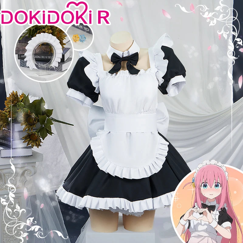 Gotou Hitori Cosplay Anime Bocchi the Rock! 【S-2XL】DokiDoki Cute Maid Uniform Dress Gotou Hitori Women Cosplay Costume Plus Size