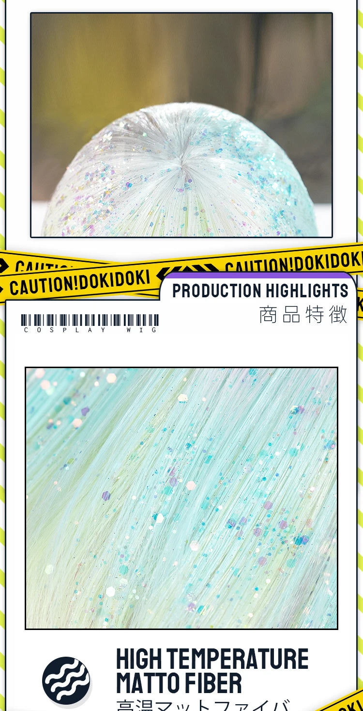 IN STOCK Diamond Wig Anime Land of the Lustrous DokiDoki Women 32cm Short Rainbow Gradient Heat Resistant Hair Free Wig Cap