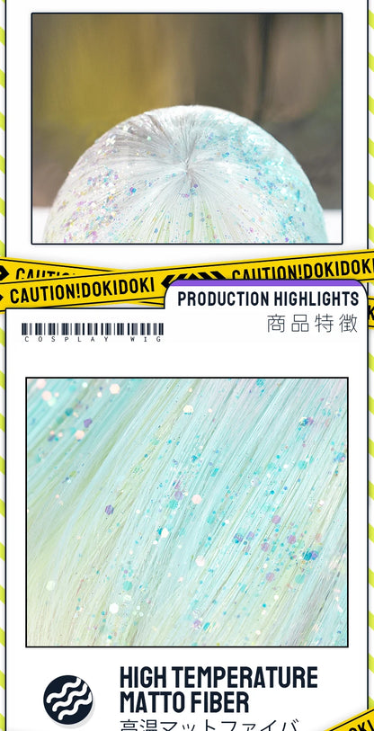 IN STOCK Diamond Wig Anime Land of the Lustrous DokiDoki Women 32cm Short Rainbow Gradient Heat Resistant Hair Free Wig Cap