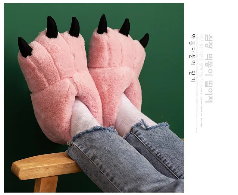New Animal Claw Shoes For Adults, Warm And Casual Cute And Cute Plush Toys All Inclusive Flat Slippers Wholesale