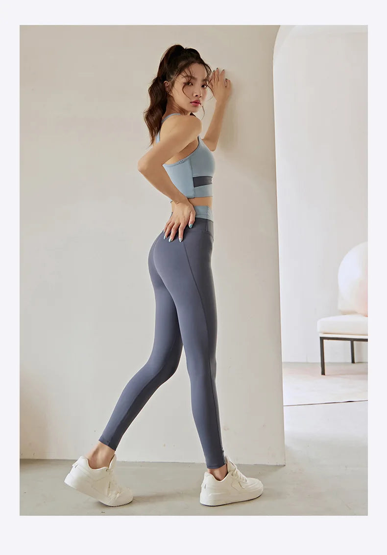 Two Piece Women’s Yoga Sportswear Set – Gym Leggings with Bra and Shorts for Fitness Workout