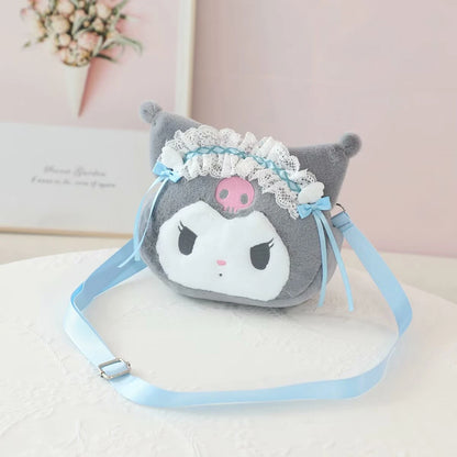 Sanrio Cartoon Anime Hello Kitty My Melody Cosmetic Bag Coin Purse Cute Kuromi Cinnamoroll Plush Bag Gifts For Girl