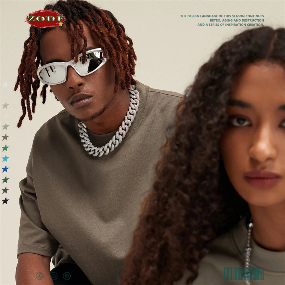 ZODF 2025 Heavy-Weight 425gsm 100% Cotton T-Shirts For Men Unisex Summer Oversized O-Neck Basic Solid T Shirt Brand Tees HY0485