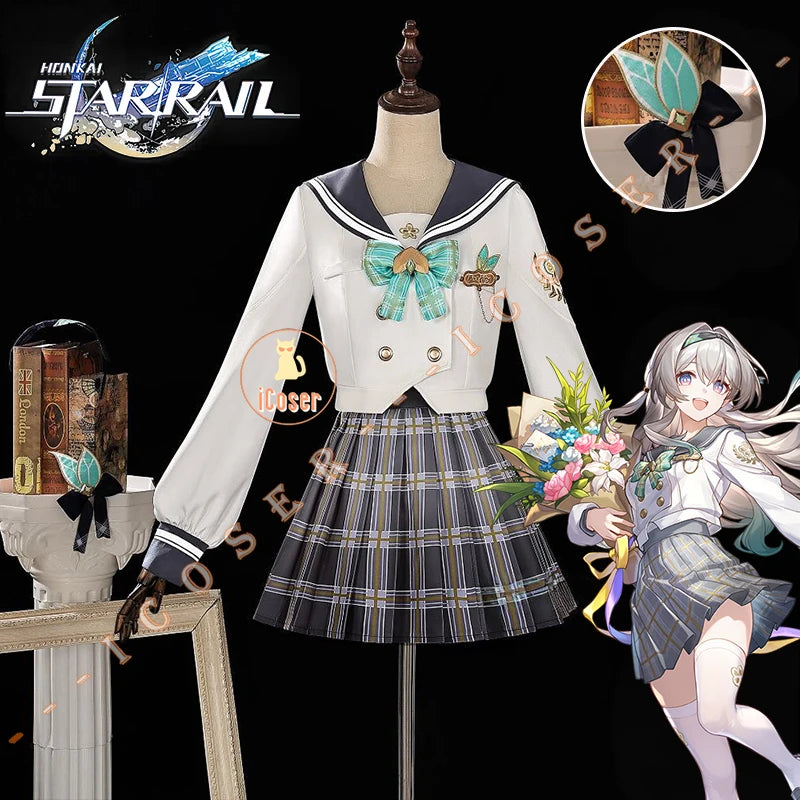 Honkai Star Rail Firefly Cosplay Costume Spring Missive Outfit JK Uniform Headwear Halloween Party Women Girls Carnival iCoser