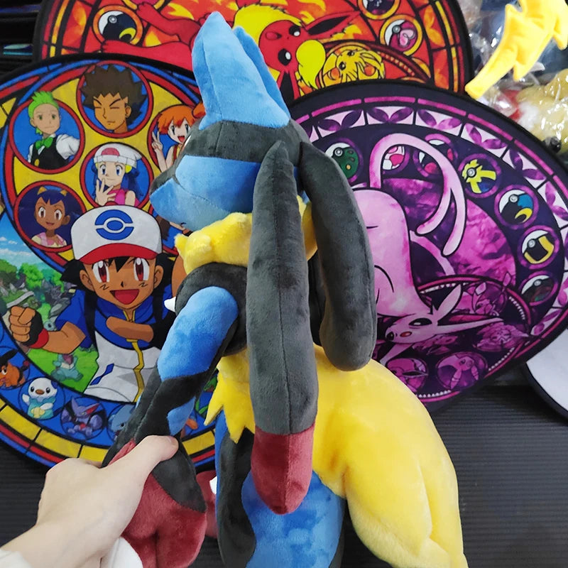70cm Pokemon Lucario Large Plush Toys Greninja Zeraora Cinderace Glaceon Stuffed Giant Pokémon Eevee Anime Kids Christmas Gift