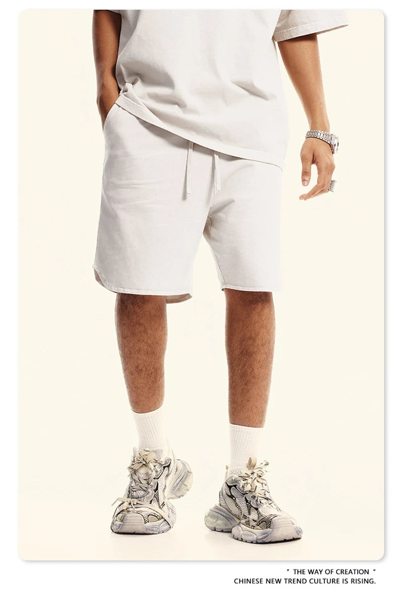 ZODF New 2024 Men Washed Plush Cotton Shorts Unisex Couple Loose 358gsm Distressed Comfortable Short Pants Streetwears HY0807