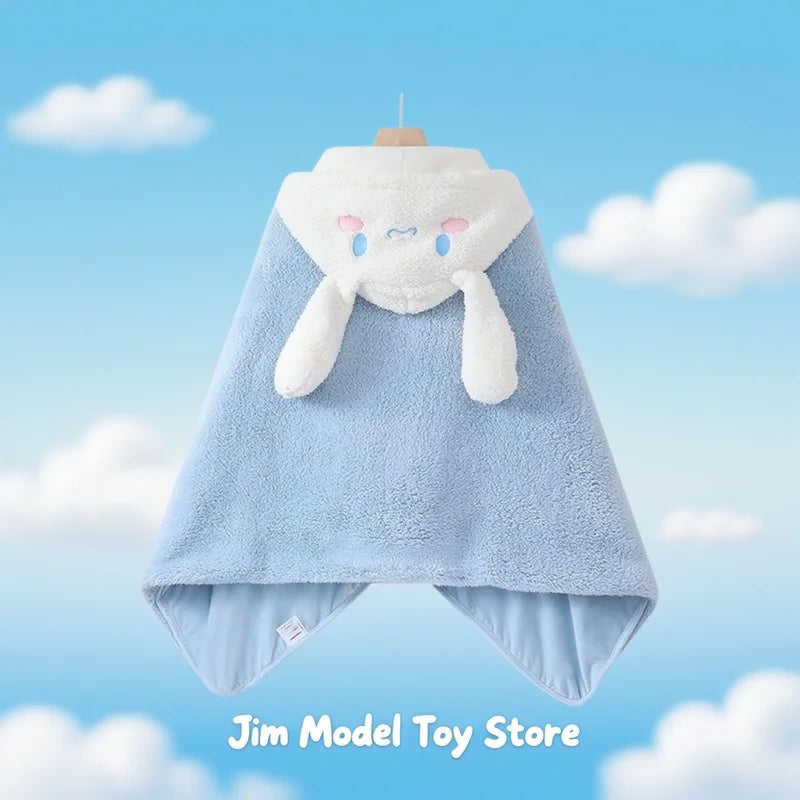 Cartoon Cute Cinnamoroll Kuromi My Melody Blanket Hooded Poncho Blanket Office Nap Blanket  Conditioning Blanket Surprise Gift