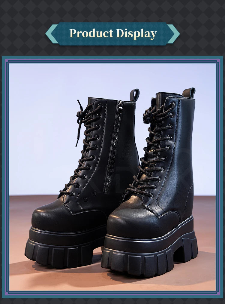 IN STOCK Women Cosplay Props 18cm Heightening Shoes DokiDoki Women Daily 12cm 11cm 18cm 22cm Black White Boots Shoes Halloween