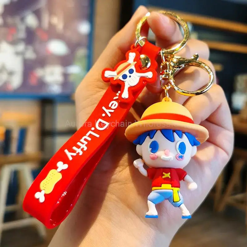 Anime One Piece Dragon Ball Keychain Luffy Sauron Nami Chopper Silicone Cute Car Keyring Pendant Toys Birthday Kids Toys Gifts