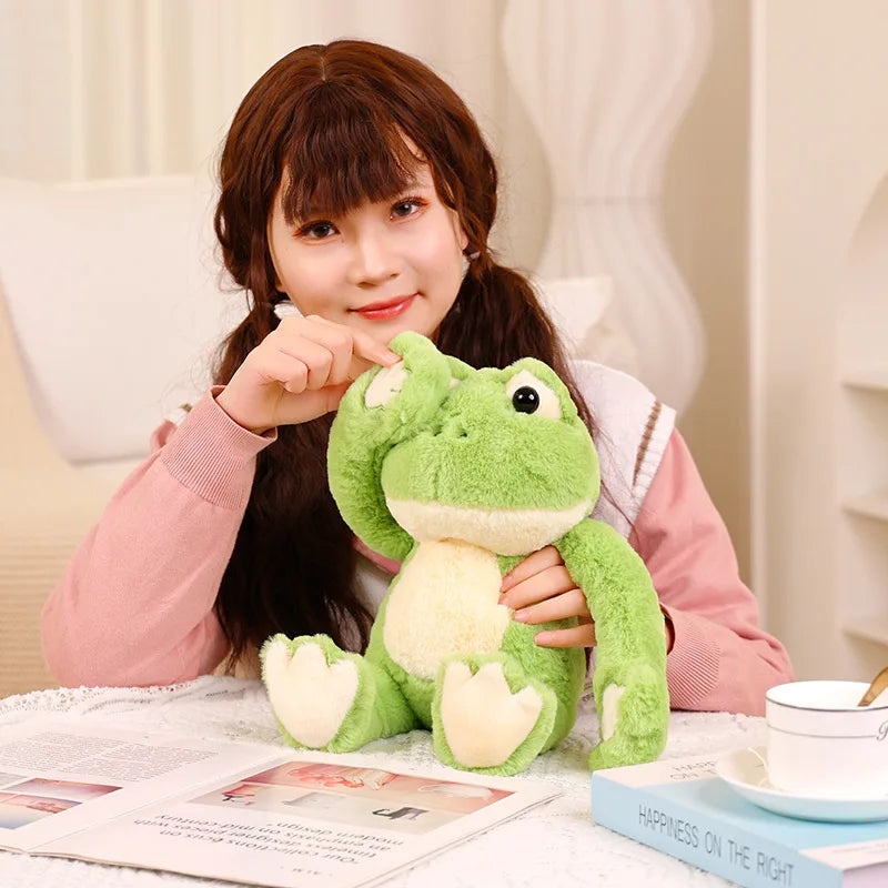 Funny Peek A Boo Frog Plushie Toy Stuffed Soft Bunny Hide Eyes Shiba Inu Dog Panda Crocodile Duck Toys for Kids Birthday Gift
