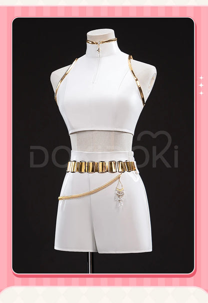【Last Batch】IN STOCK Rumii Zoeyi Miraa Cosplay Costume【XS-3XL】DokiDoki-N Women White Suit Golden Rumii Cosplay Plus Size
