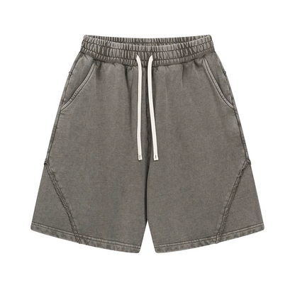 ZODF Retro Men Heavy-Weight Washed 430gsm Shorts Unisex High Street Patchwork Summer Distressed Cotton Shorts HY1035