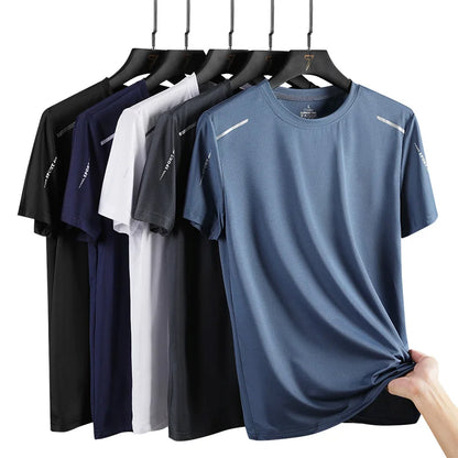 Chrlck Men’s Quick Dry Running T-Shirt Breathable Soft Elastic Outdoor Sports Tee for Hiking Fishing Summer