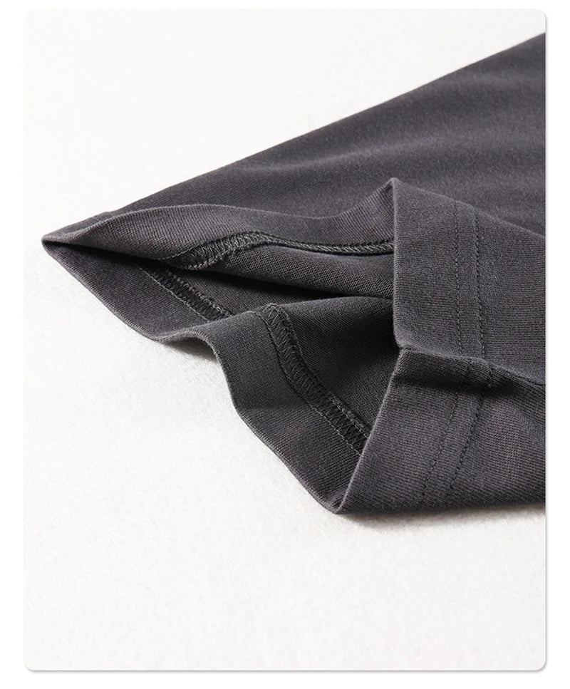 ZODF New Summer Men 275gsm Cotton T Shirts Unisex Women High Street Oversized FG Noshrink Solid T-Shirt Streetwears HY0152