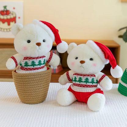 Plush Teddy Bear with Sweater Scarf for Kids Birthday Xmas Gift Cute Jointed Couple Bears Stuffed Animal Toy for Valentine