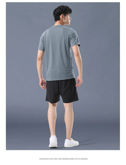 Chrlck Men’s Quick Drying Breathable Running and Hiking 2-Piece Outdoor Sports Set