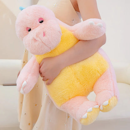 New Candy Sweet Color Cartoon Dino Plush Toy Pink Blue Dinosaur Soft Doll Large Sleep Hug Pillow Bedroom Home Decoration