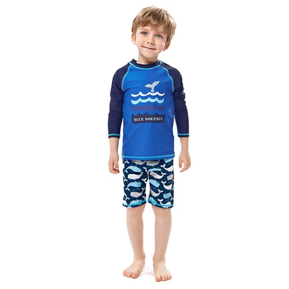 2025 Boys Girls Swimwear 3 to 4 5 6 7 8 9 10 11 12 Years Toddler Summer Cute Swimsuit Long Sleeve Kids 2piece Set Surf Beachwear