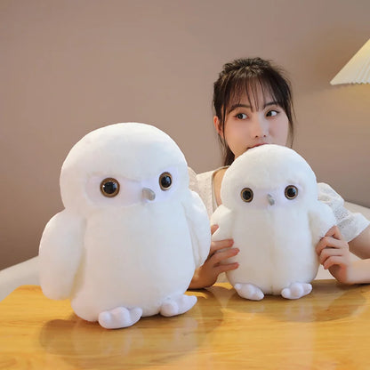 Couple Owl Plush Toy Stuffed Animals White Brown Vulture Plushie Round Ball Shape Nap Sleep Throw Pillow for Kids Birthday Gift