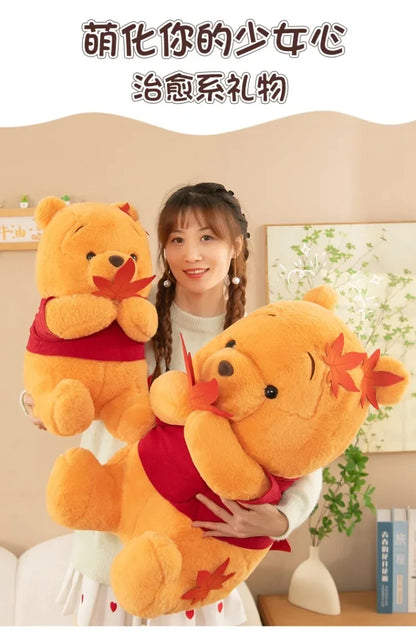 70cm Big Size Disney Pooh Bear Maple Leaf Anime Plush Stuffed Doll Room Plushies Pillow Cute Ornaments Children's Holiday Gifts