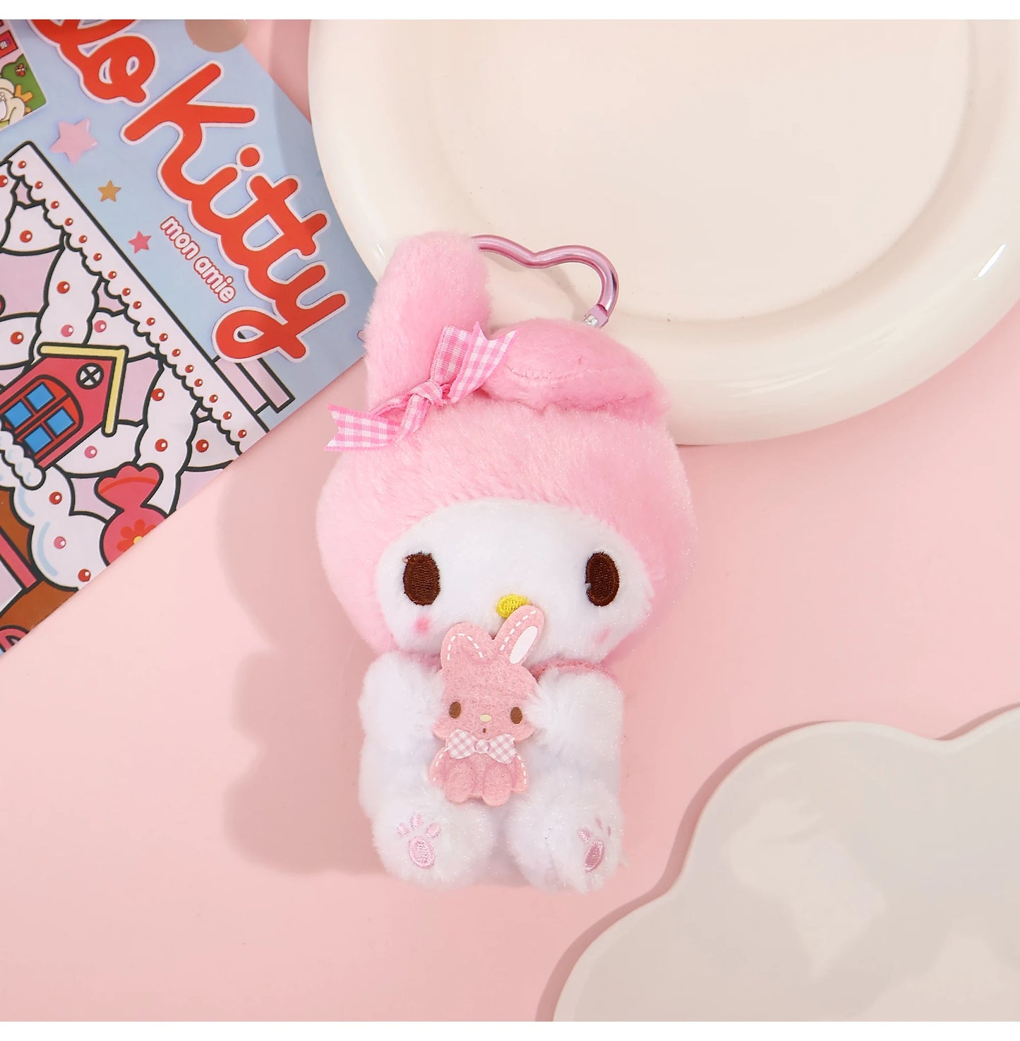 Genuine Sanrio Hello Kitty Kuromi Melody Pachacoo Cinnamoroll Stuffed Toy Pendant Cute Plush Toys Keyring Keychain Birthday Gift