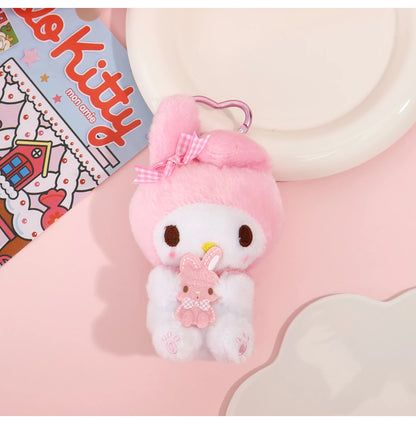 Genuine Sanrio Hello Kitty Kuromi Melody Pachacoo Cinnamoroll Stuffed Toy Pendant Cute Plush Toys Keyring Keychain Birthday Gift