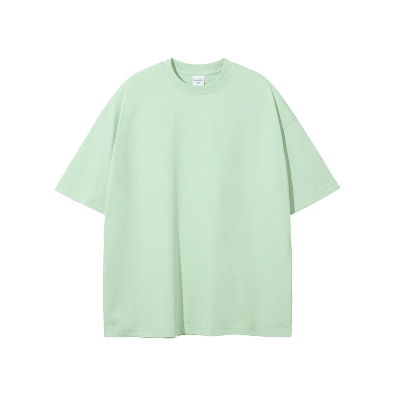 ZODF 2025 Spring Summer Men Solid 100% Cotton T-Shirts Unisex Women Loose 230gsm Noshrink Basic T Shirt Brand Tops HY0151