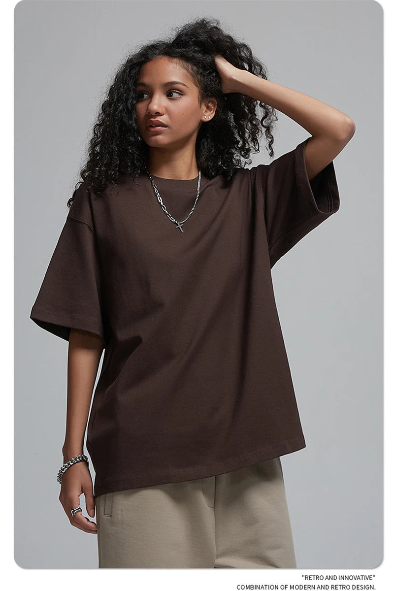 ZODF New Spring Summer Men 305gsm Cotton T Shirts Unisex Heavy Weight Oversized FG Noshrink Basic Solid T-Shirt Tees HY0165