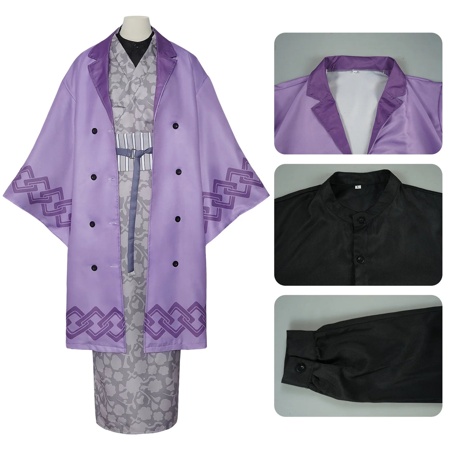 Kanroji Mitsuri Cosplay Costume Women Polyester Kimono Dress
