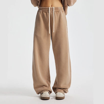 ZODF New 2025 Winter Batik Washed Man Fleece Pants Unisex High Street Distressed Thick Warm Straight Trousers Sweatpants HY1166