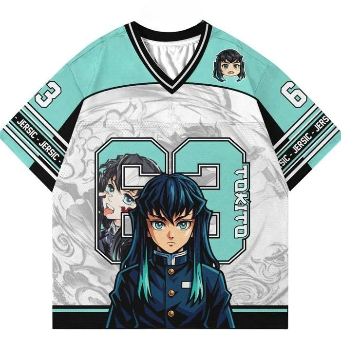 Demon Slayer Muichiro Tokito Anime Series Number 63 Jersey Oversize Kpop Baseball Hockey Outfit T-shirt Daily Unisex Tops Tees