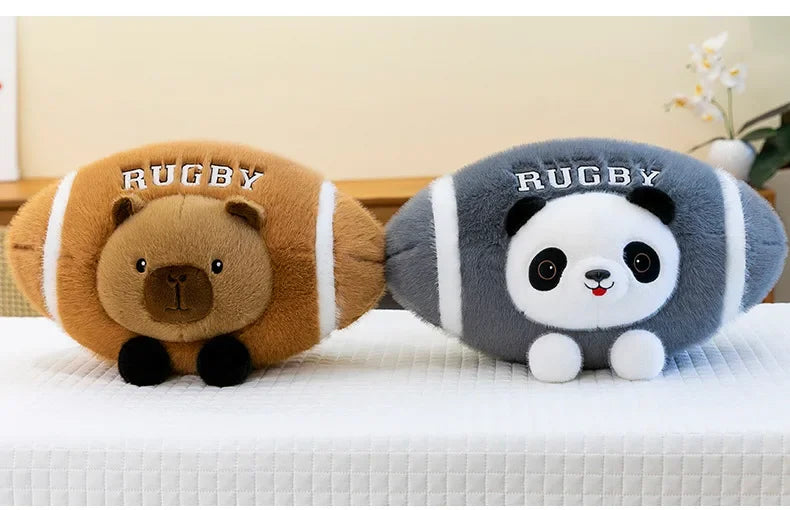 Creative Rugby Capybara Doll Cute Panda Plush Toys Pillow Capibara Seat Cushion Girls Children Birthday Gift Soft Stuffed Animal