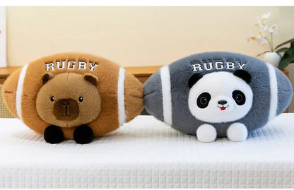 Creative Rugby Capybara Doll Cute Panda Plush Toys Pillow Capibara Seat Cushion Girls Children Birthday Gift Soft Stuffed Animal