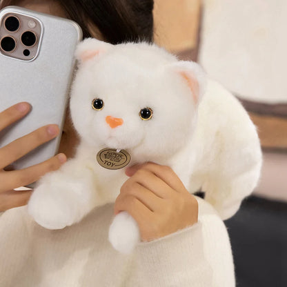 45/60cm Realistic White Cat Plush Toy Cute Lifelike Cat Stuffed Doll Soft Animal Plushies Birthday Gifts For Girl Home Decor