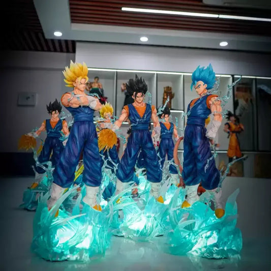New Jt Statue 38cm/14.96inch Dragon Ball Z Vegetto Figure 3 Heads Replace Super Saiyan Action Figures Collection Model Toys Gift