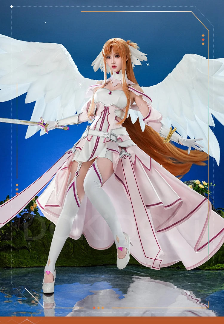 IN STOCK Yuuki Asuna Cosplay Costume Anime Sword Art Online Cosplay DokiDoki-SR Female Costume The Goddess of Creation Asuna Wig