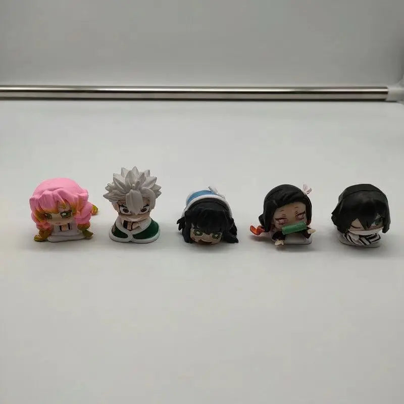 5pcs/set Anime Demon Slayer Mitsuri Obanai Q Version sleeping position Action Figure PVC Model doll Toy Gifts