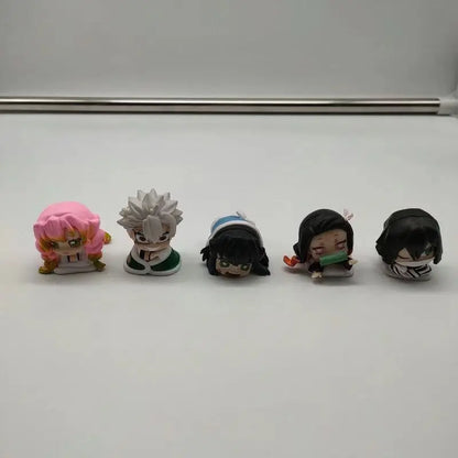 5pcs/set Anime Demon Slayer Mitsuri Obanai Q Version sleeping position Action Figure PVC Model doll Toy Gifts