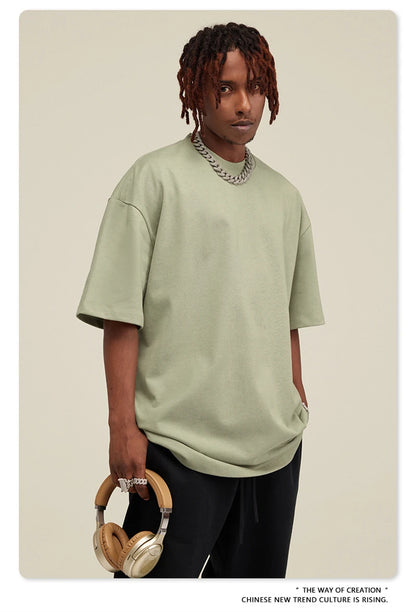 ZODF 2025 Heavy-Weight 425gsm 100% Cotton T-Shirts For Men Unisex Summer Oversized O-Neck Basic Solid T Shirt Brand Tees HY0485