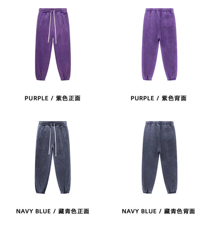 ZODF Vintage Men 360gsm Thick Fleece Sweatpants Women Unisex Loose Washed Distressed Warm Joggers Pants For Winter HY0749