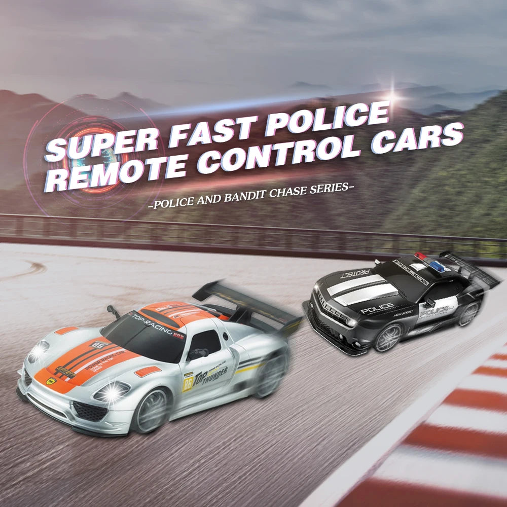 1/12 Big 2.4GHz Super Fast Police RC Car Remote Control Chase Drift Toy with Lights for Boys Kids