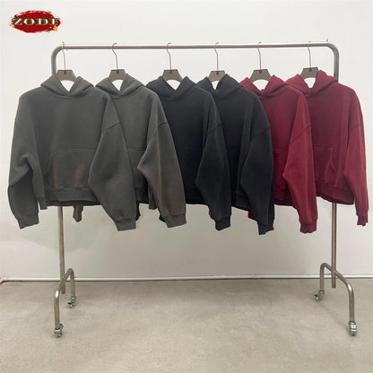 ZODF New 2025 Winter Man 350gsm Washed Fleece Hoodies Unisex Loose Boxy Style Hooded Pullovers Brand Outwears HY0041