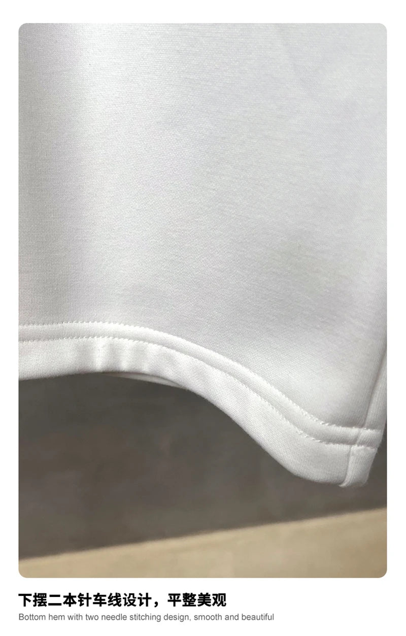 ZODF New Autumn Man Heat Transfer Printing T-Shirt Unisex Oversized 340gsm Fake 2-Piece Long Sleeve T Shirts Brand Tops HY1113