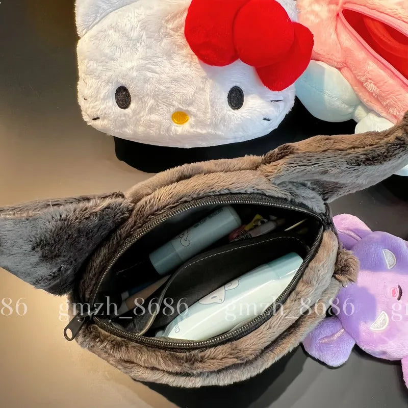 Cartoon Anime Bag Pencil Case and Coin Purse Kuromi My Melody KT Cat Plush Bag Anime Bag Cosmetic Bag Birthday Gifts Girl Women