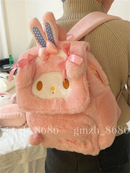 Sanrio Cartoon Backpack For Girl Women My Melody Sweet Piano Lovely Schoolbag Japanese Style Casual Large Capacity Plush Bag