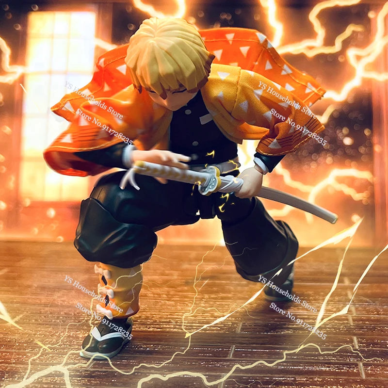 1/12 Scale Agatsuma Zenitsu Shf Anime Man Figure Mini Orange Kimono Coat Toys Clothes Accessory For 6" Soldier Body Decoration